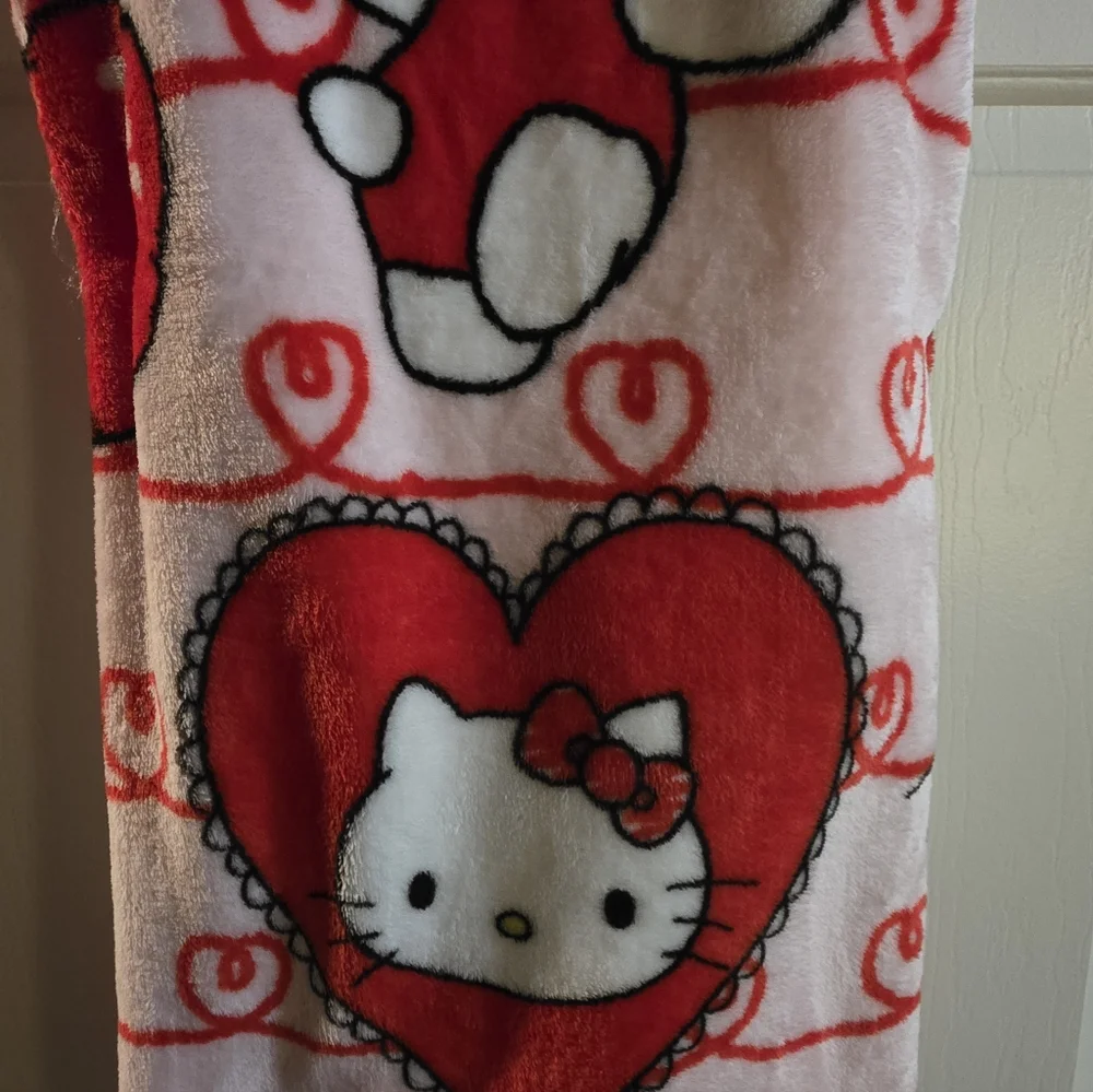Hello Kitty Valentine Plush Throw Blanket Pink Hearts Love 50x70